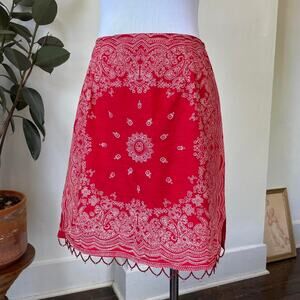 Vintage Y2K Boston Proper Red Bandana Cotton Skirt